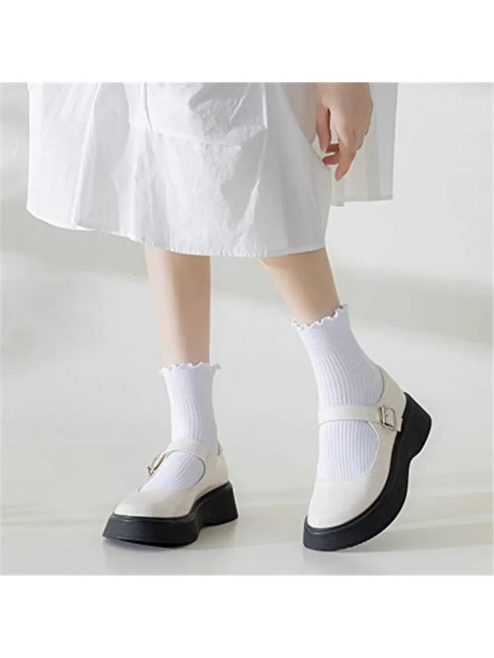 Womens Ruffle Socks, Cute Ankle Winter Warm Knit Cotton Frilly Sock 6 Pack